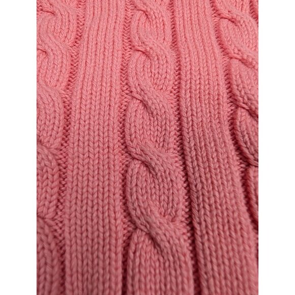 Vtg Lauren Ralph Lauren women's small Cable Knit Sweater crop Pink Coral READ - Picture 10 of 14